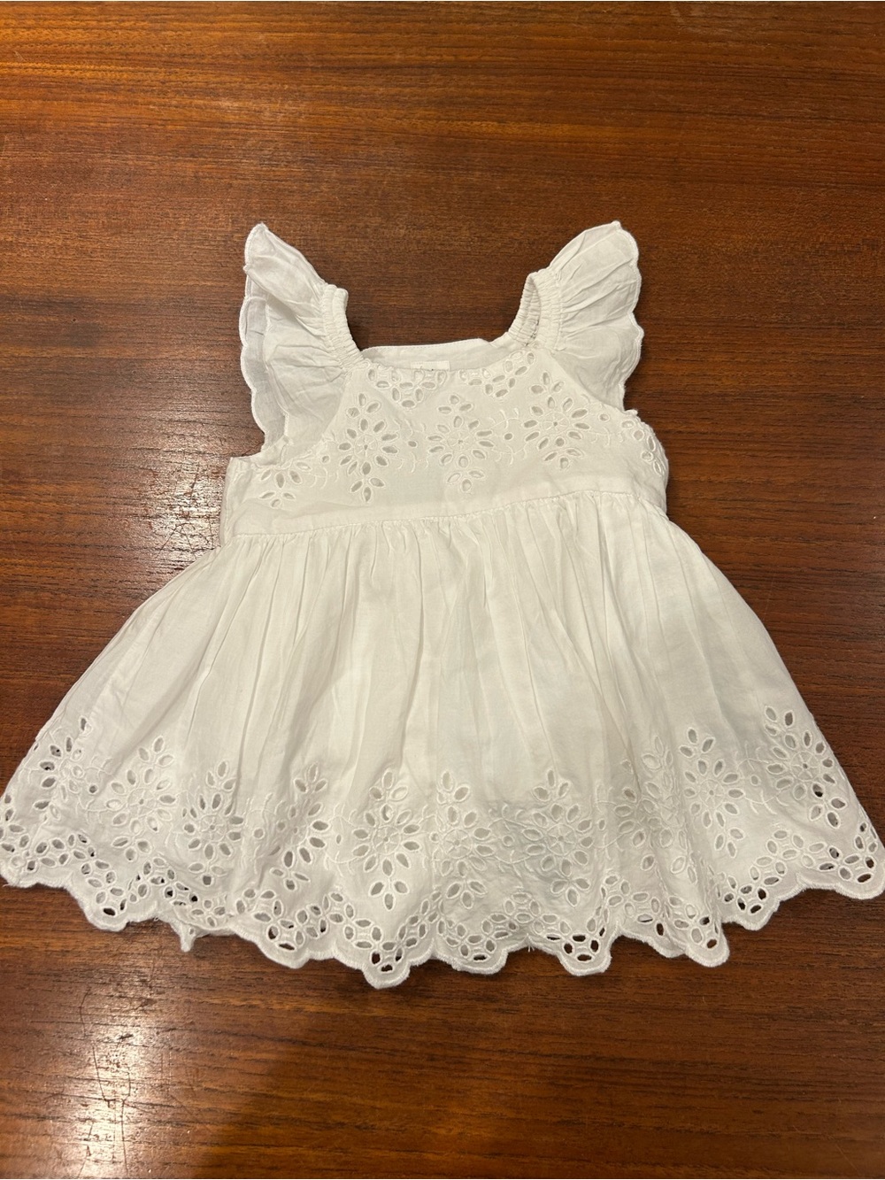 GAP Baby White Eyelet Dress with Ruffle Sleeves
